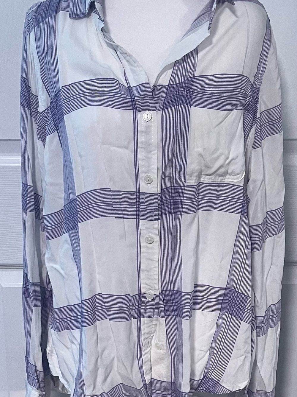 Velvet Heart White and Purple Plaid Button-Down Shirt